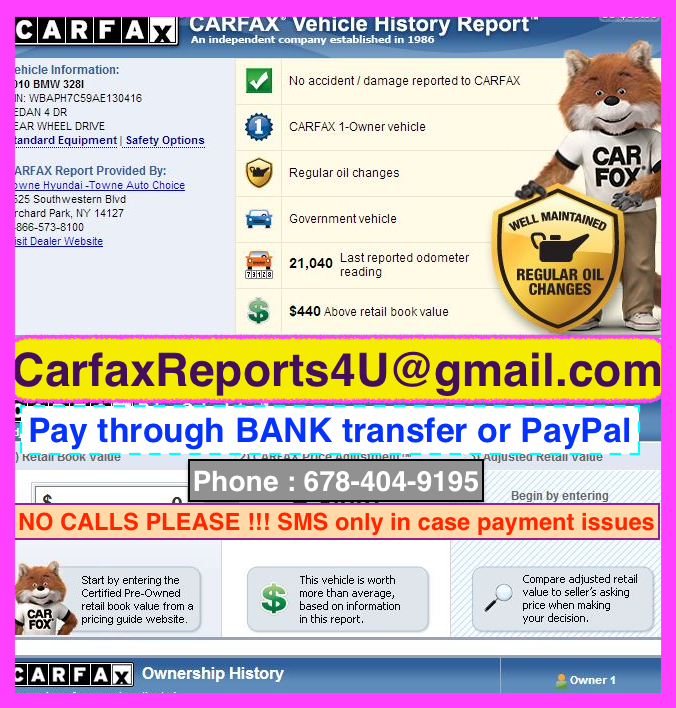 CARFAX and AUTOCHECK reports Available CARFAX and AUTOCHECK reports Available